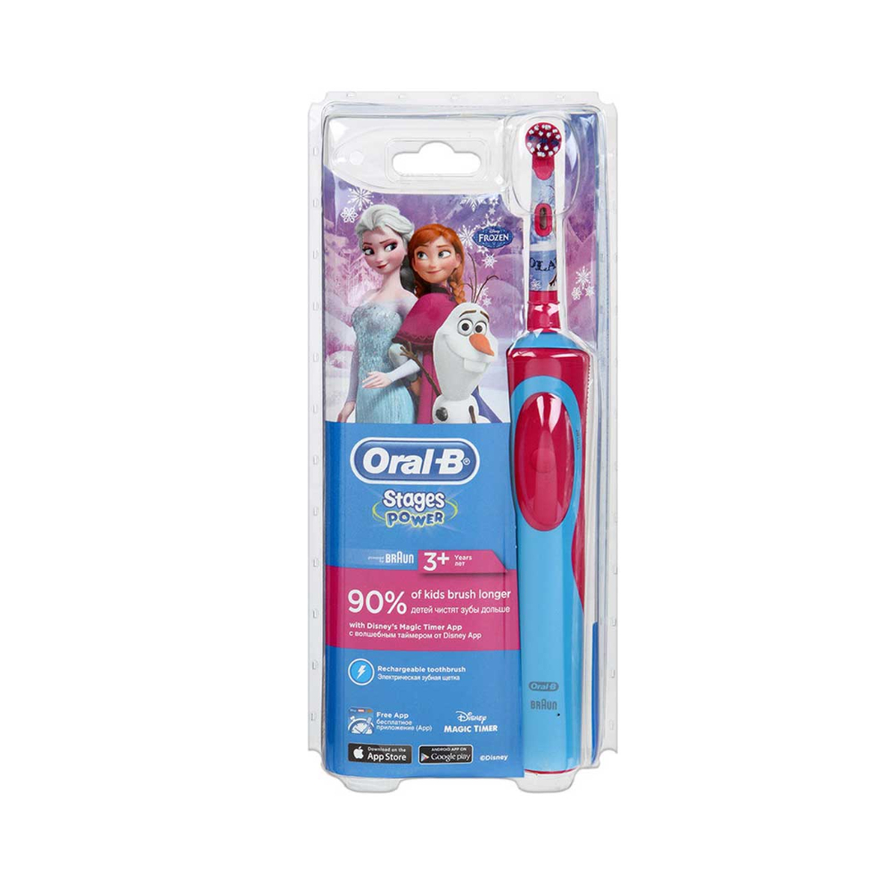 Braun Oral-B Replacement Brush Heads For Kids Rechargeable Tooth Brush (Frozen), EB10K-2CT FROZEN